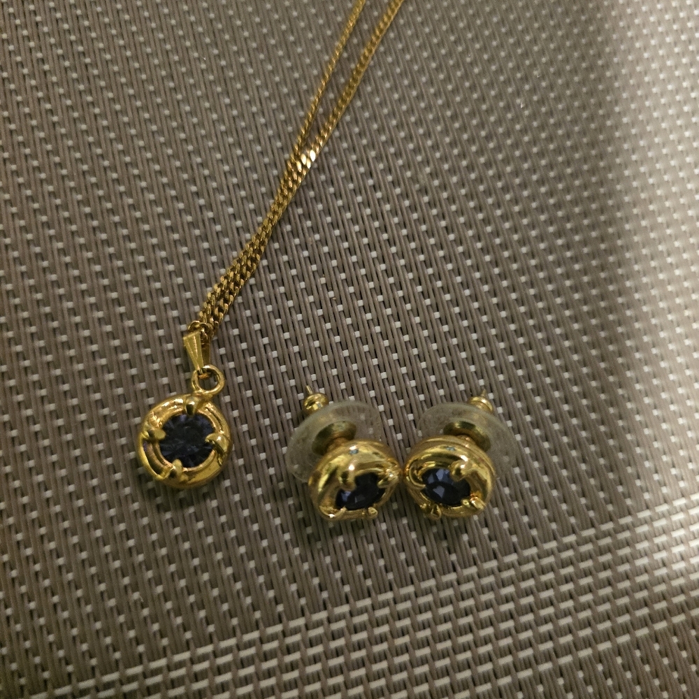 😎Elegant Gold and Blue Saphire Jewelry Set